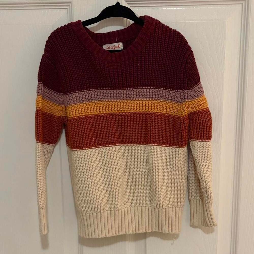 Cat & Jack Toddler Striped Knit Sweater, Size 4T — Earth Tones